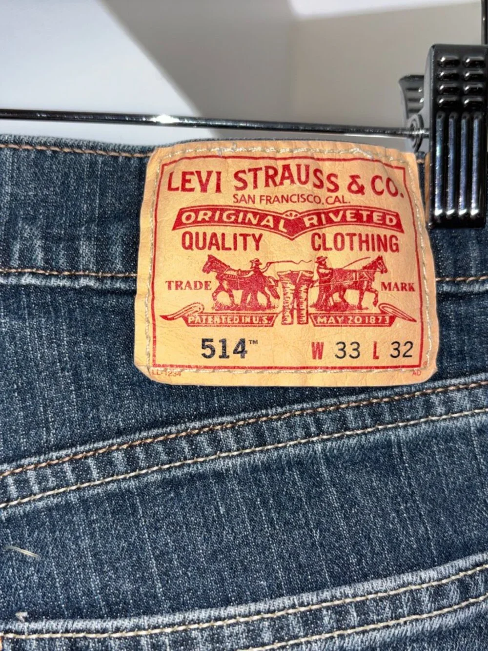 Levi’s 514 Straight Fit Jeans Dark Wash Denim 33x32 Like New Condition